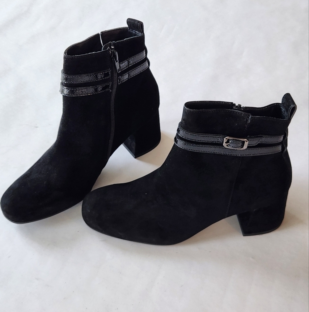 New! || PAUL GREEN || Nina pump, suede, block heel, booties, black, size 5